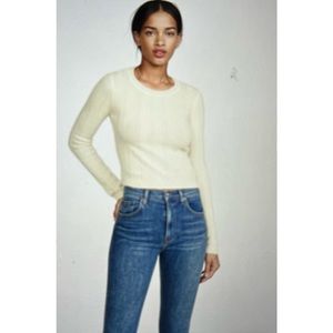 Reformation Cropped Crewneck Cashmere Sweater NWT